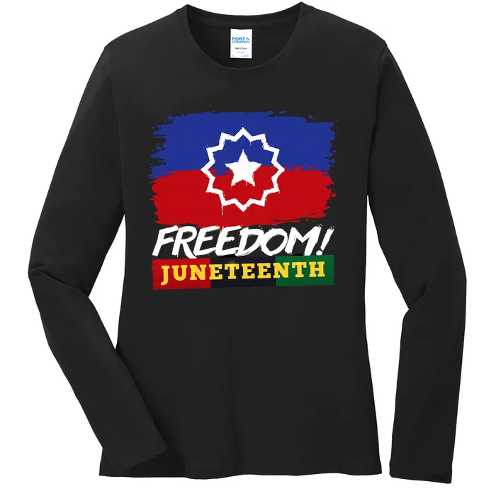 Black Proud African American For Juneteenth Flag Ladies Long Sleeve Shirt