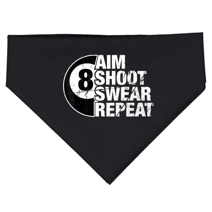 Billiards Player Aim Shoot Swear Repeat 8 Ball Pool Gift USA-Made Doggie Bandana