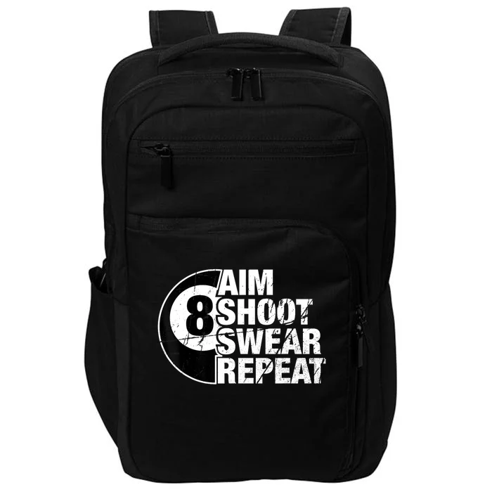 Billiards Player Aim Shoot Swear Repeat 8 Ball Pool Gift Impact Tech Backpack