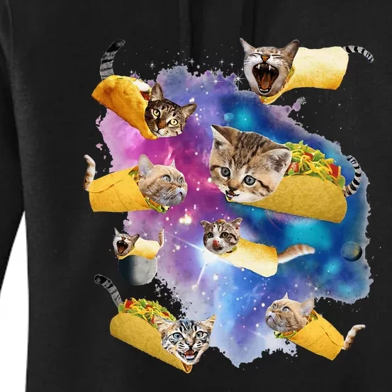 Burrito Pizza And Taco Cat In Space Tacocat Gift Idea Women's Pullover Hoodie