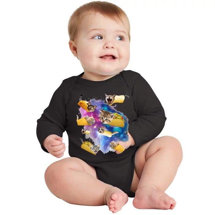 Burrito Pizza And Taco Cat In Space Tacocat Gift Idea Baby Long Sleeve Bodysuit