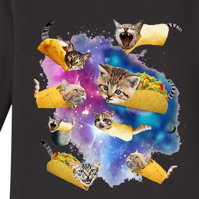 Burrito Pizza And Taco Cat In Space Tacocat Gift Idea Baby Long Sleeve Bodysuit