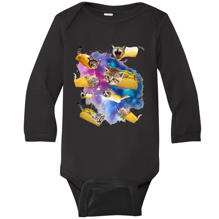 Burrito Pizza And Taco Cat In Space Tacocat Gift Idea Baby Long Sleeve Bodysuit