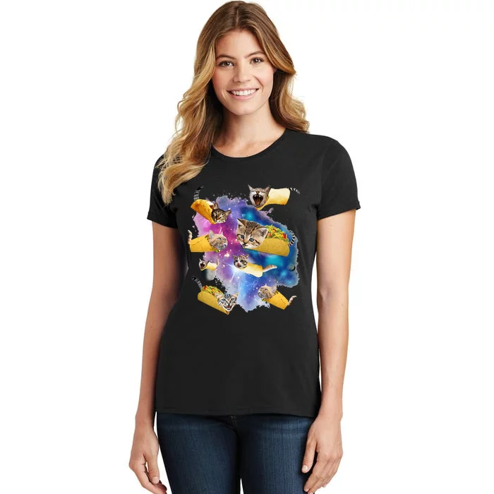 Burrito Pizza And Taco Cat In Space Tacocat Gift Idea Women's T-Shirt