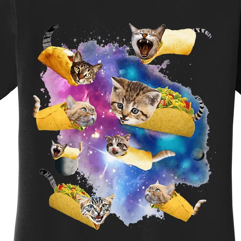 Burrito Pizza And Taco Cat In Space Tacocat Gift Idea Women's T-Shirt