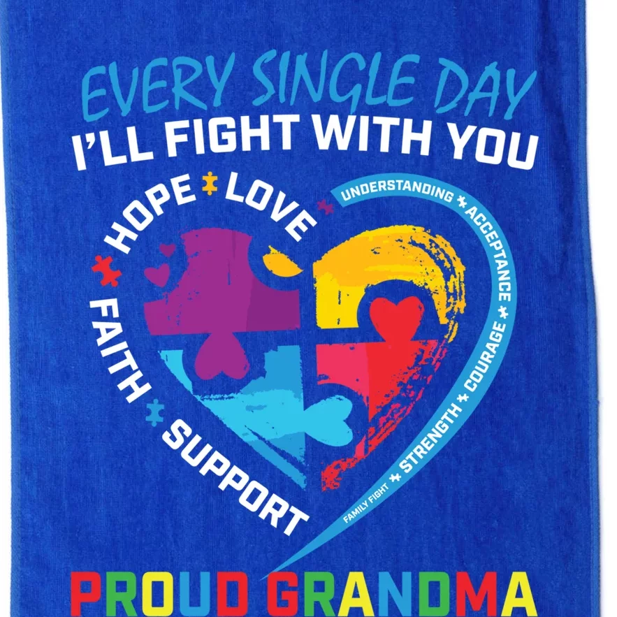 Blue Puzzle Autism Awareness Grandson Granddaughter Grandma Gift Platinum Collection Golf Towel