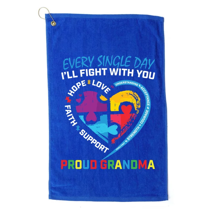 Blue Puzzle Autism Awareness Grandson Granddaughter Grandma Gift Platinum Collection Golf Towel