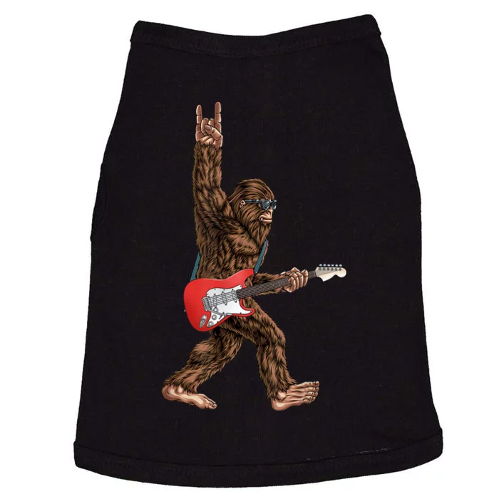 Bigfoot Playing A Electric Guitar Rock On Sasquatch Big Foot Doggie Tank