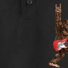 Bigfoot Playing A Electric Guitar Rock On Sasquatch Big Foot Dry Zone Grid Performance Polo