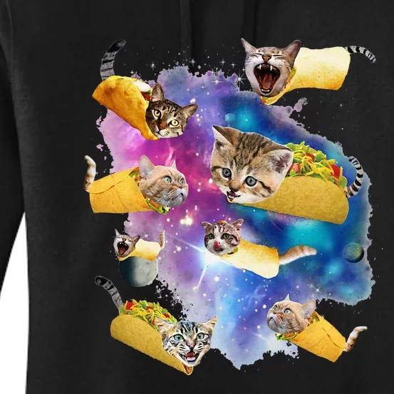 Burrito Pizza And Taco Cat In Space Tacocat Gift Idea Women's Pullover Hoodie