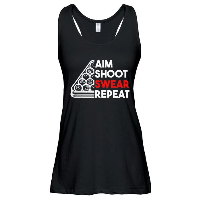 Billiard Pool Aim Shoot Swear Repeat Ladies Essential Flowy Tank