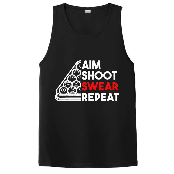 Billiard Pool Aim Shoot Swear Repeat Performance Tank