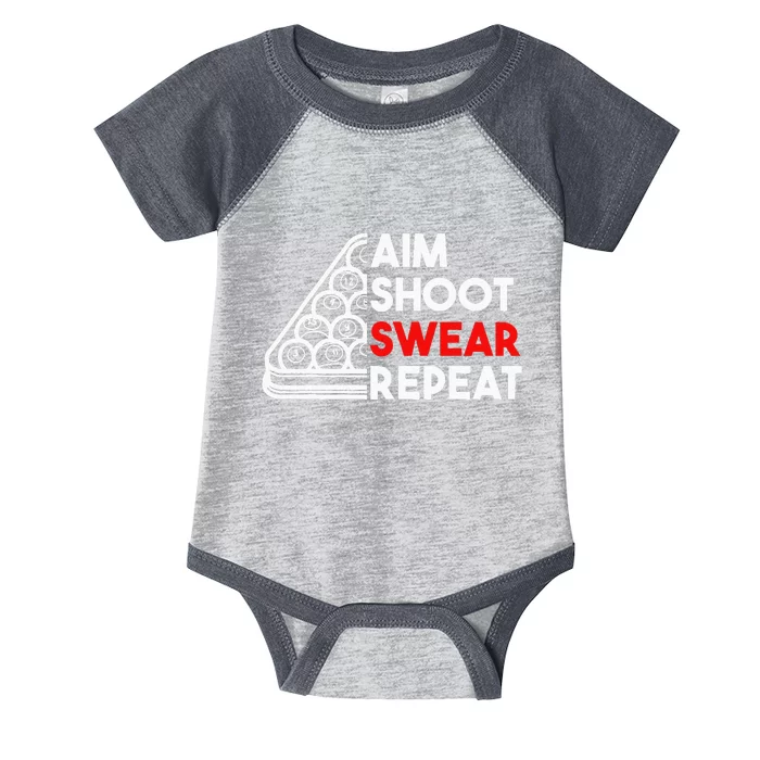 Billiard Pool Aim Shoot Swear Repeat Infant Baby Jersey Bodysuit