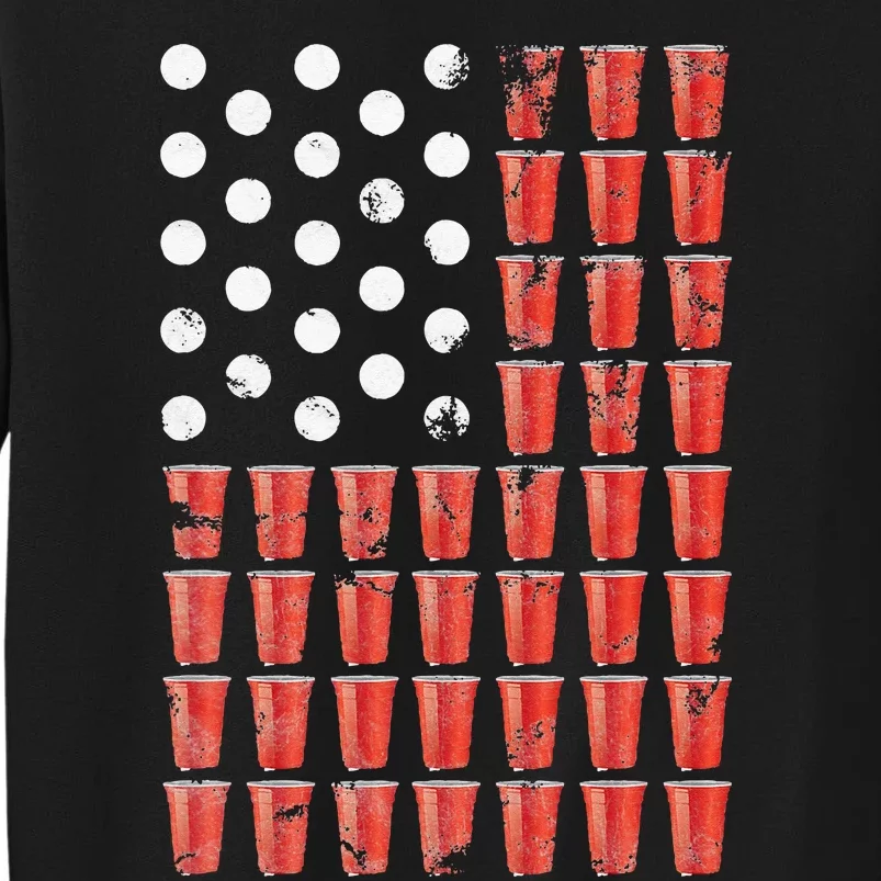 Beer Pong American Flag Patriotic 4th of July Party Sweatshirt