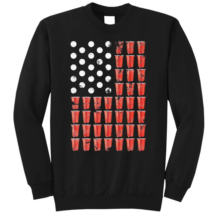 Beer Pong American Flag Patriotic 4th of July Party Sweatshirt