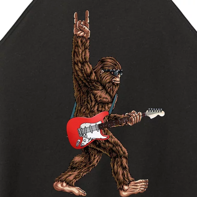 Bigfoot Playing A Electric Guitar Rock On Sasquatch Big Foot Women’s Perfect Tri Rocker Tank