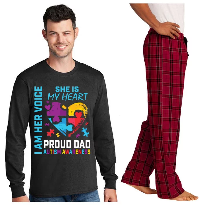 Blue Proud Autism Dad Puzzle Piece Daughter Autism Awareness Gift Long Sleeve Pajama Set