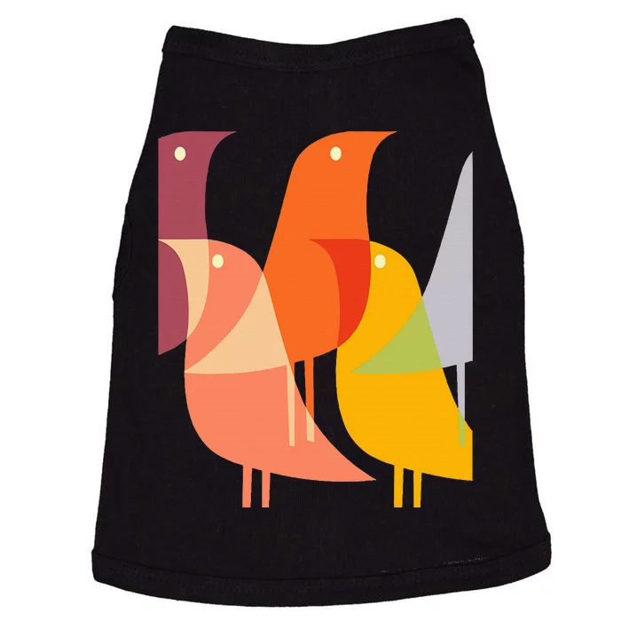 Bird Print Art Deco 60s Style Minimal Hippy Doggie Tank