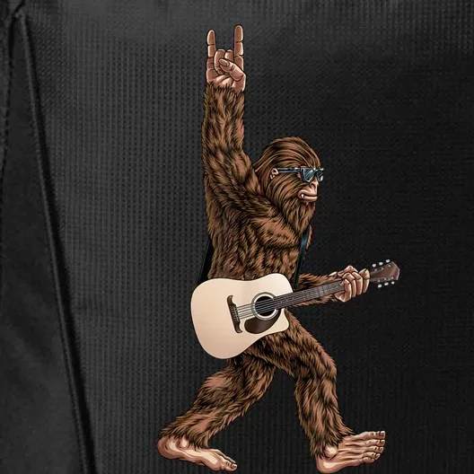 Bigfoot Playing Acoustic Guitar Rock On Sasquatch Big Foot City Backpack