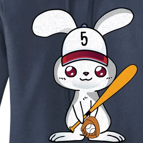 Bunny Playing Baseball Happy Easter Cute Sport Gift Women's Pullover Hoodie