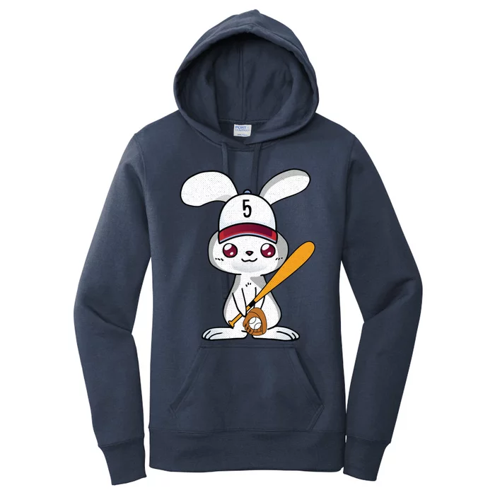 Bunny Playing Baseball Happy Easter Cute Sport Gift Women's Pullover Hoodie