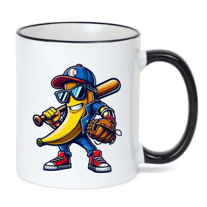 Banana Playing Baseball Fruit Lover Black Color Changing Mug