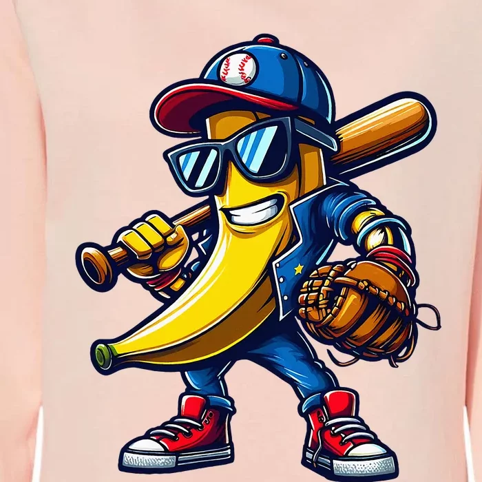 Banana Playing Baseball Fruit Lover Womens California Wash Sweatshirt