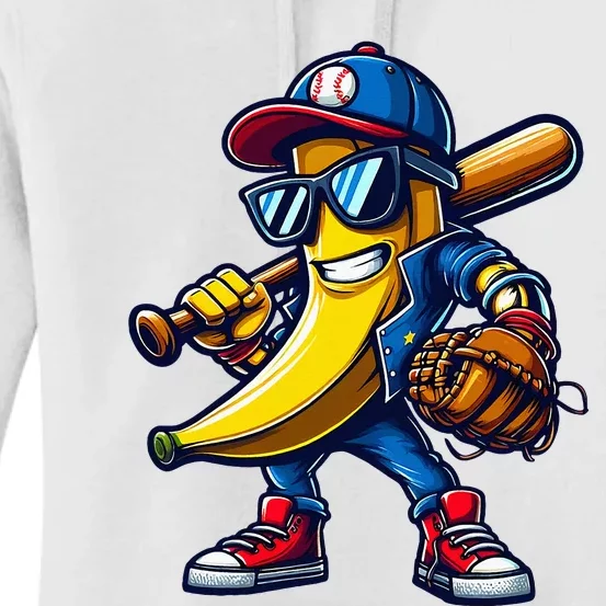 Banana Playing Baseball Fruit Lover Women's Pullover Hoodie