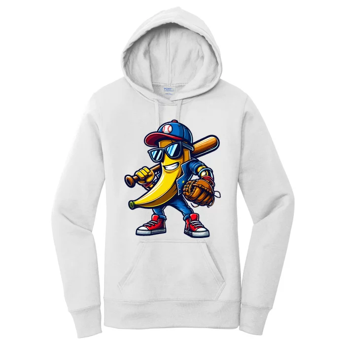 Banana Playing Baseball Fruit Lover Women's Pullover Hoodie