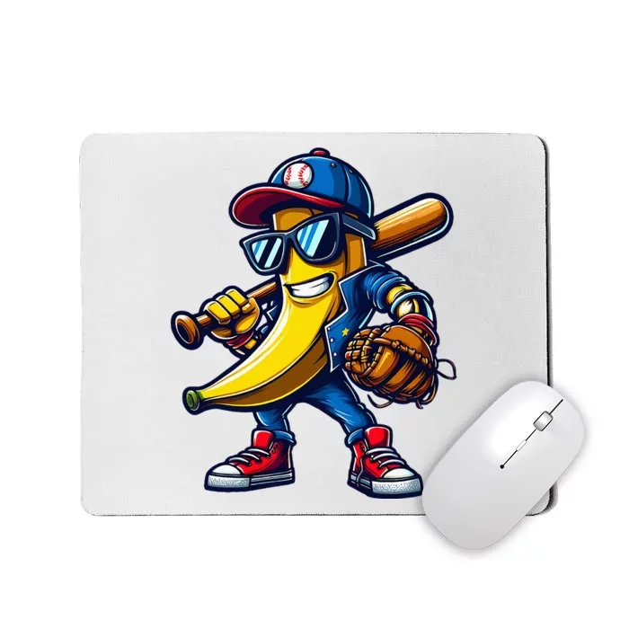 Banana Playing Baseball Fruit Lover Mousepad