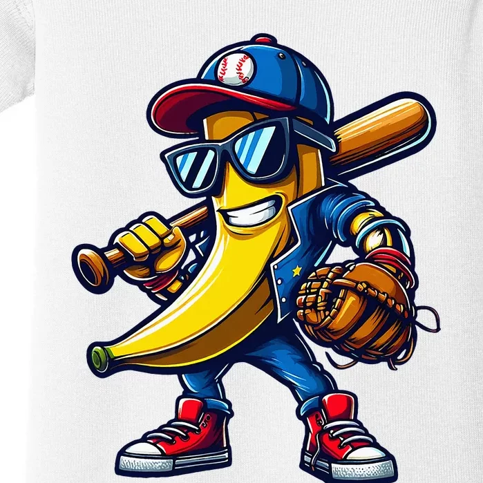 Banana Playing Baseball Fruit Lover Baby Bodysuit