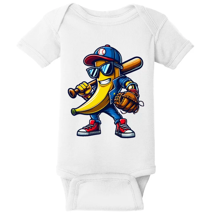 Banana Playing Baseball Fruit Lover Baby Bodysuit