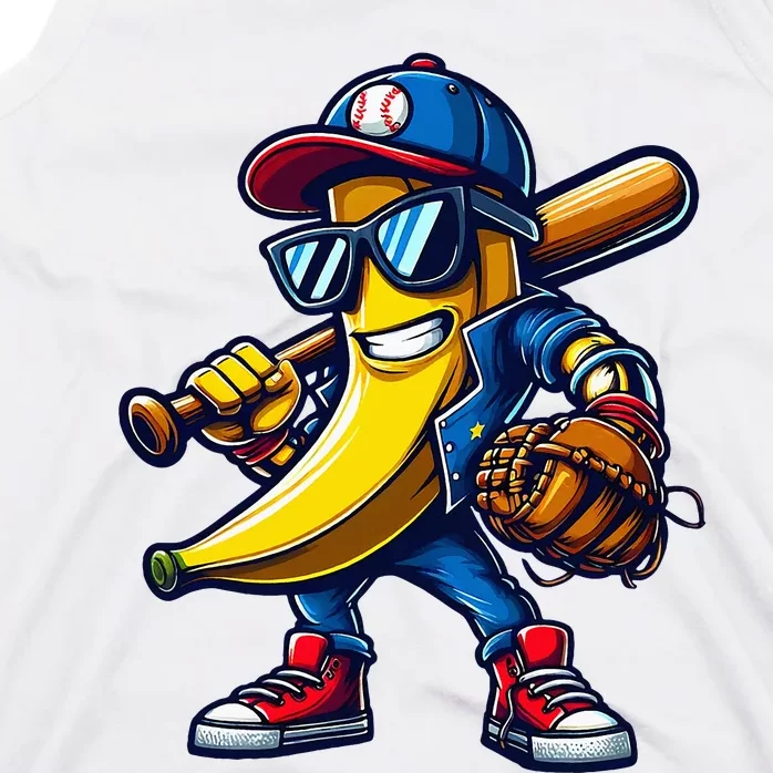 Banana Playing Baseball Fruit Lover Tank Top