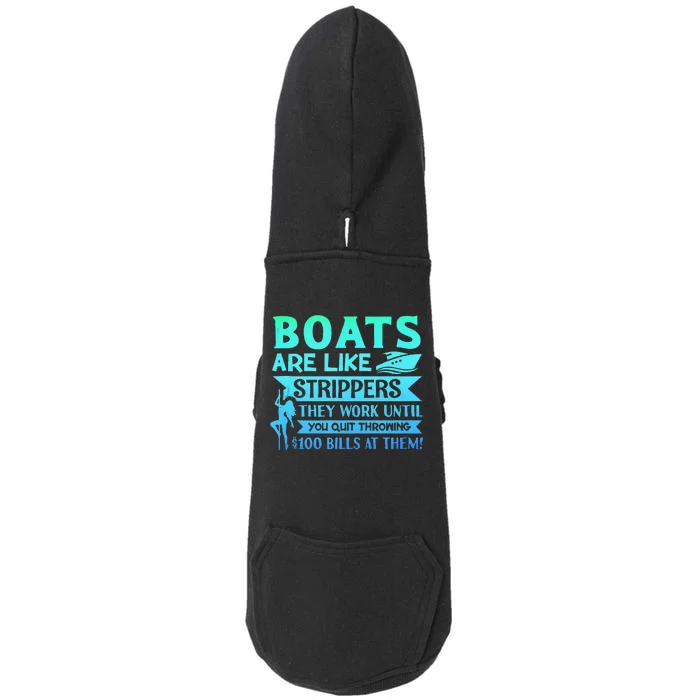 Boats Pun Boats Are Like Strippers Boat Owner Doggie 3-End Fleece Hoodie