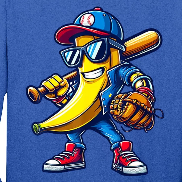 Banana Playing Baseball Fruit Lover Baseball Long Sleeve Shirt