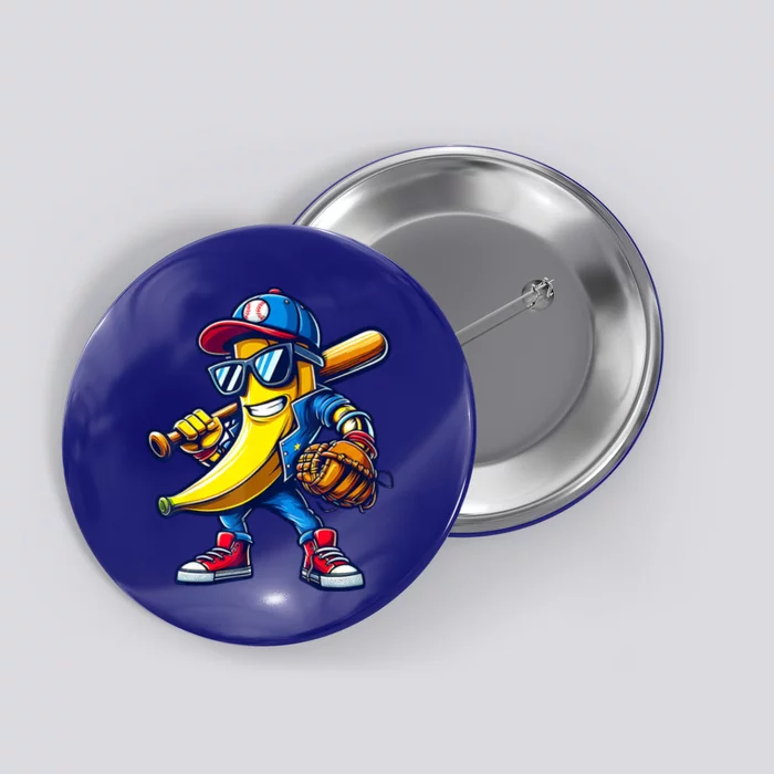 Banana Playing Baseball Fruit Lover Baseball Button