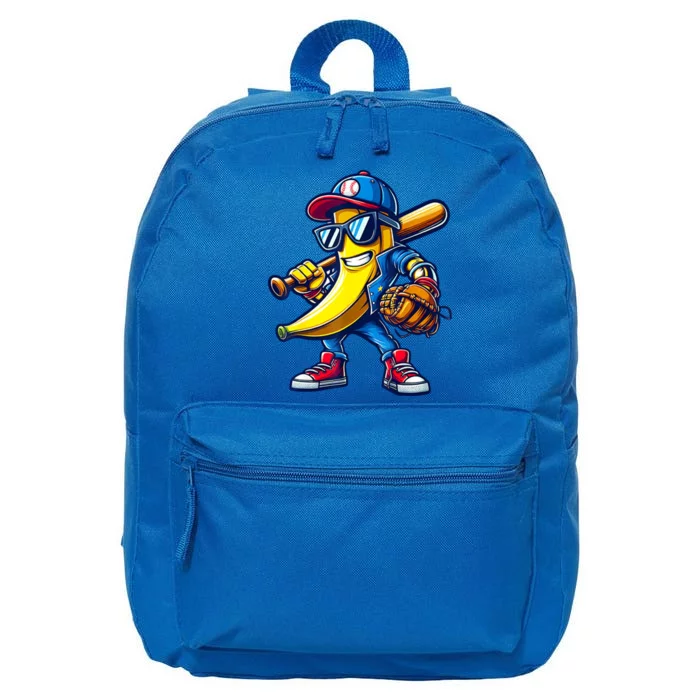 Banana Playing Baseball Fruit Lover Baseball 16 in Basic Backpack