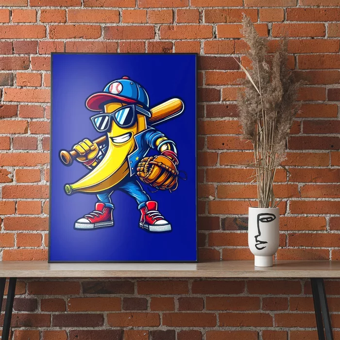 Banana Playing Baseball Fruit Lover Baseball Poster