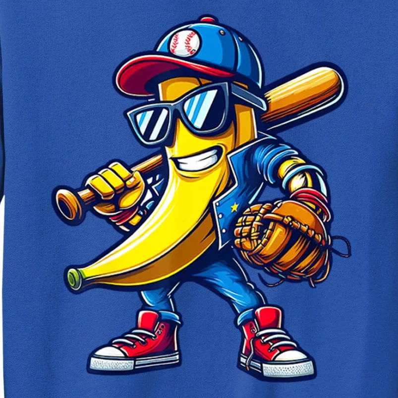 Banana Playing Baseball Fruit Lover Baseball Tall Sweatshirt