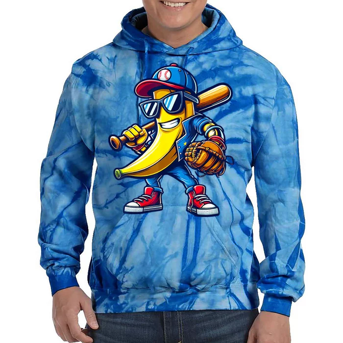 Banana Playing Baseball Fruit Lover Baseball Tie Dye Hoodie