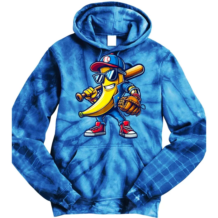 Banana Playing Baseball Fruit Lover Baseball Tie Dye Hoodie