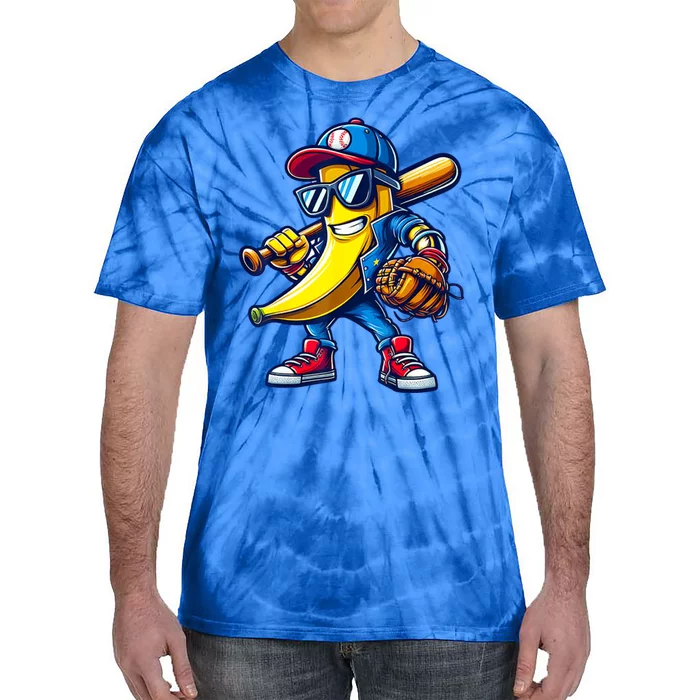 Banana Playing Baseball Fruit Lover Baseball Tie-Dye T-Shirt