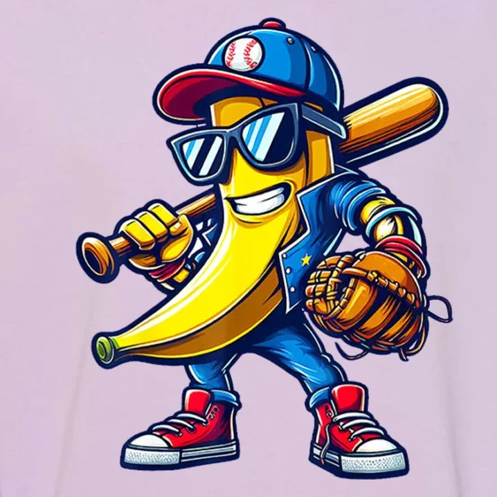 Banana Playing Baseball Fruit Lover Baseball Garment-Dyed Sweatshirt