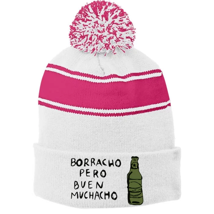 Borracho Pero Buen Muchacho Stripe Pom Pom Beanie