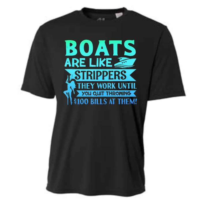 Boats Pun Boats Are Like Strippers Boat Owner Cooling Performance Crew T-Shirt