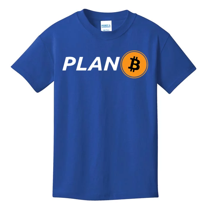 Bitcoin Plan B Logo Hodl Crypto Moon Symbol Freedom Great Gift Kids T-Shirt