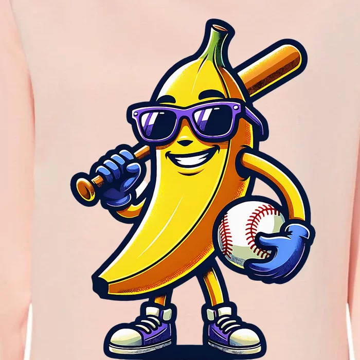 Banana Playing Baseball Fruit Lover Baseball Player Womens California Wash Sweatshirt