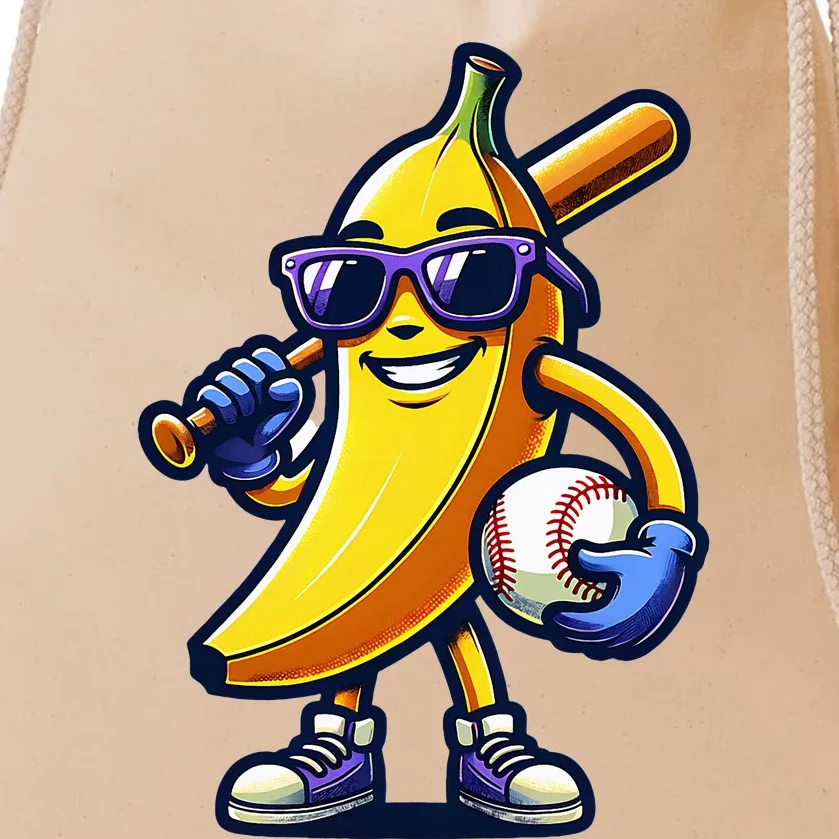 Banana Playing Baseball Fruit Lover Baseball Player Drawstring Bag