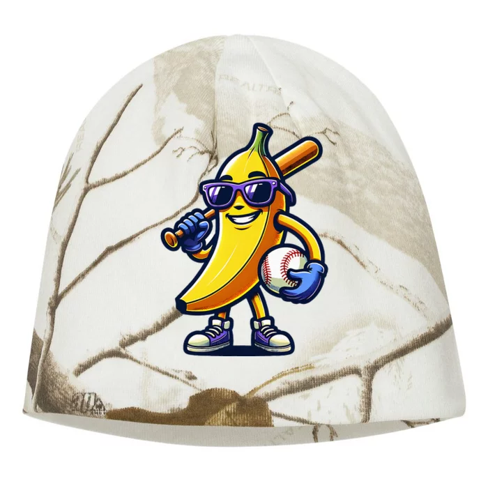 Banana Playing Baseball Fruit Lover Baseball Player Kati - Camo Knit Beanie