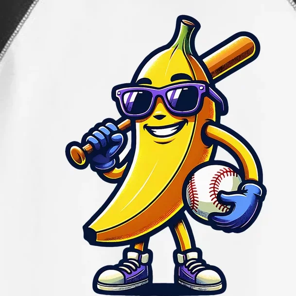 Banana Playing Baseball Fruit Lover Baseball Player Toddler Fine Jersey T-Shirt